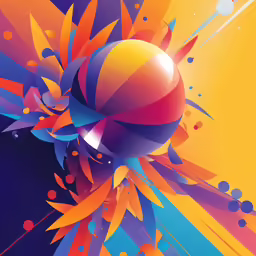 an abstract colorful poster with abstract shapes and dots