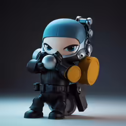 a toy figure of an robot holding a gun