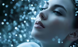 woman with sparkling silver jewelry and headband looking to the side