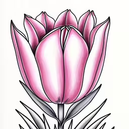 a pink flower with a white background,a drawing of some flowers on a white surface