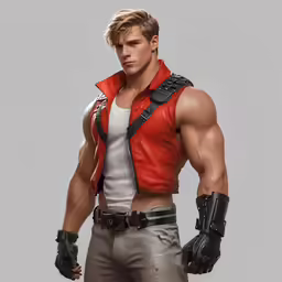 a man with very large muscles standing next to a gray background