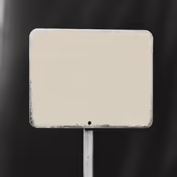 a blank sign sitting on top of a metal pole