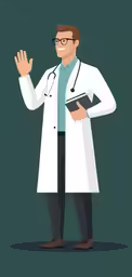 a cartoon man in white lab coat and glasses
