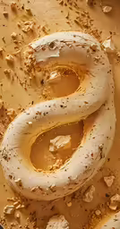 a letter s is covered with yellow paint in sand