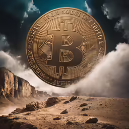 an illustration of a big golden bit coin