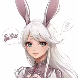an anime character with long blonde hair wearing bunny ears