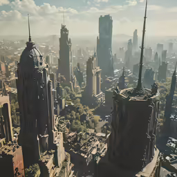 an aerial view of a city that is very tall