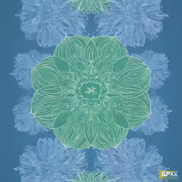 an abstract blue and green design that is looking like flowers