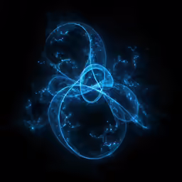 two blue swirls in a dark background
