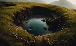 a very pretty looking pool surrounded by green grass