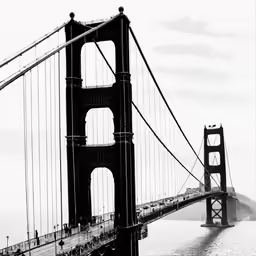 the golden gate bridge is spanning the width of the bay