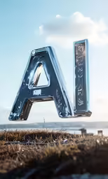 a sign is sitting on top of a mound near water