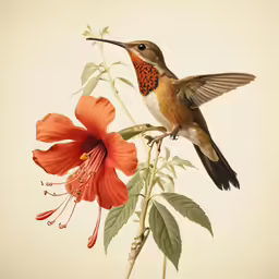 there is a hummingbird flying on top of a flower