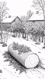 the wood log in the garden
