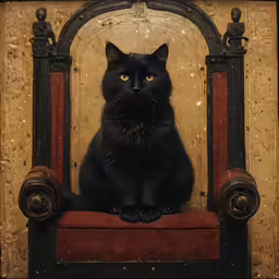 a cat is sitting on the seat of a chair