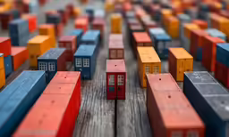 colorful wooden toy trains on a board walk