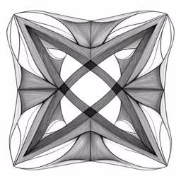 a square shaped drawing with black and white lines,an abstract drawing on a white background with black lines