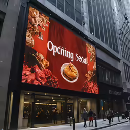 a giant advertisement is on the side of a building