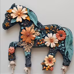 an altered photo of a horse that looks to be painted blue