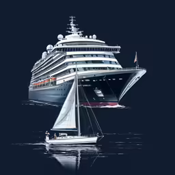 an image of two large boats sailing in the water