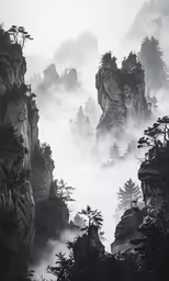 there is a picture of trees on top of a mountain