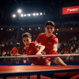 two young people playing a game of ping pong