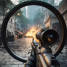 the view of the street from a rifle