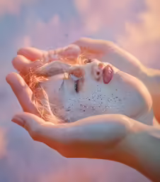 woman with open mouth and bubbles of water