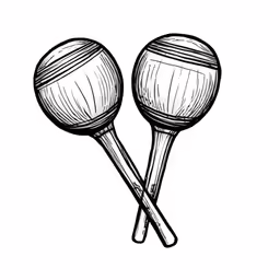 two hand drawn marabracas with sticks