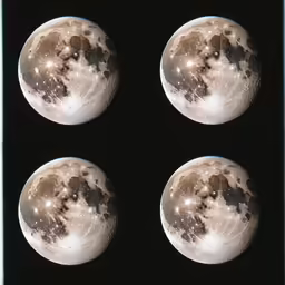four shots of the moon taken on the first two years in each image
