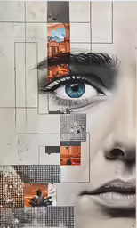 this is a collage of various pictures on a wall
