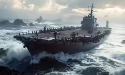 people watching an navy ship in the middle of the water