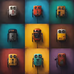 the little robot faces have their eyes shut