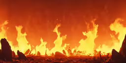 a big fire is blazing up in the dark