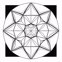 a black and white drawing with a circle pattern,a picture with a circle inside and white colors
