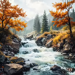 a beautiful river flowing through a lush green forest
