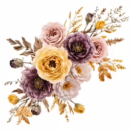 a bouquet of flowers on a white background
