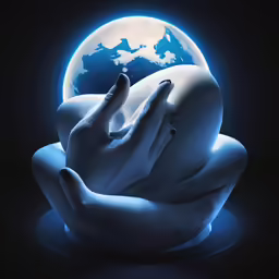 a blue moon and hand holding something