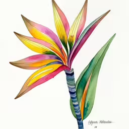 a colorful flower with yellow leaves on the top,the painted branch is very colorful