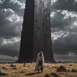 a woman in the middle of a large structure