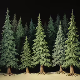 trees in the snow are tall and stand tall