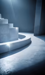 sunlight shining on an architecturally designed concrete staircase