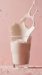 a cup of milk is pouring into it