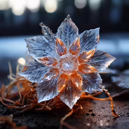 a flower that is glowing from under the snow