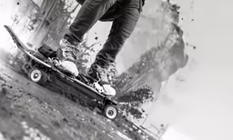 a person is on top of a skateboard on the street