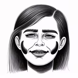this drawing of a young girl is done using markers,this is a self portrait from black and white,a black and white drawing of a young woman,a drawing of a woman