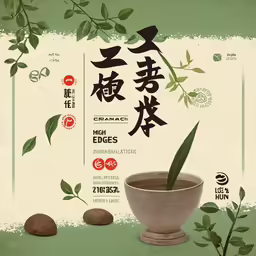 the advertisement for chinese tea with flowers and leaves