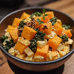 a bowl with a variety of foods inside of it
