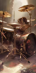 a drum kit sitting on top of a floor near a doorway,a very big pretty drum set with some lights on