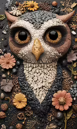 this is an image of an owl made out of flowers